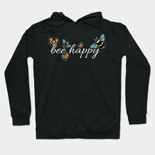 Bee Happy Cute Honey Bee Design Women/Girls Hoodie by mikels